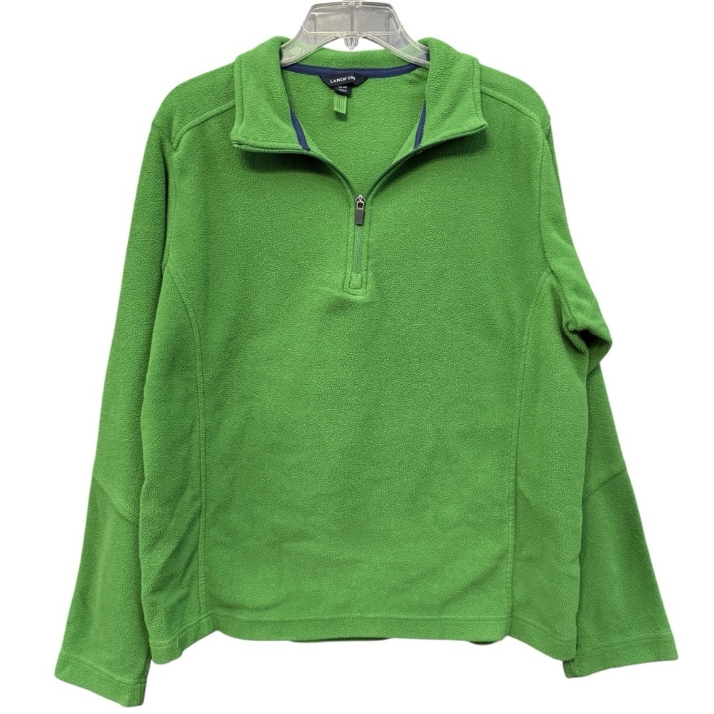 Lands’ End Green Polartec Fleece Quarter Zip Pullover M